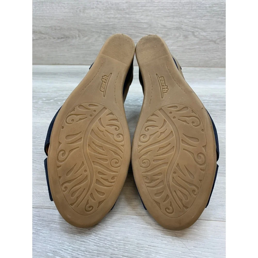 Earth Cheverly Women's Blue Suede Pleated Wedge Sandals 11 W Comfort Shoes